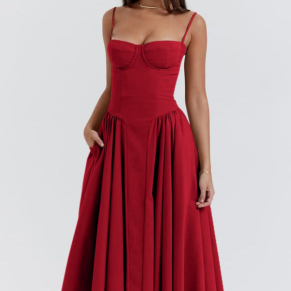 Sigrid | Vestido bustier sem mangas comprimento midi