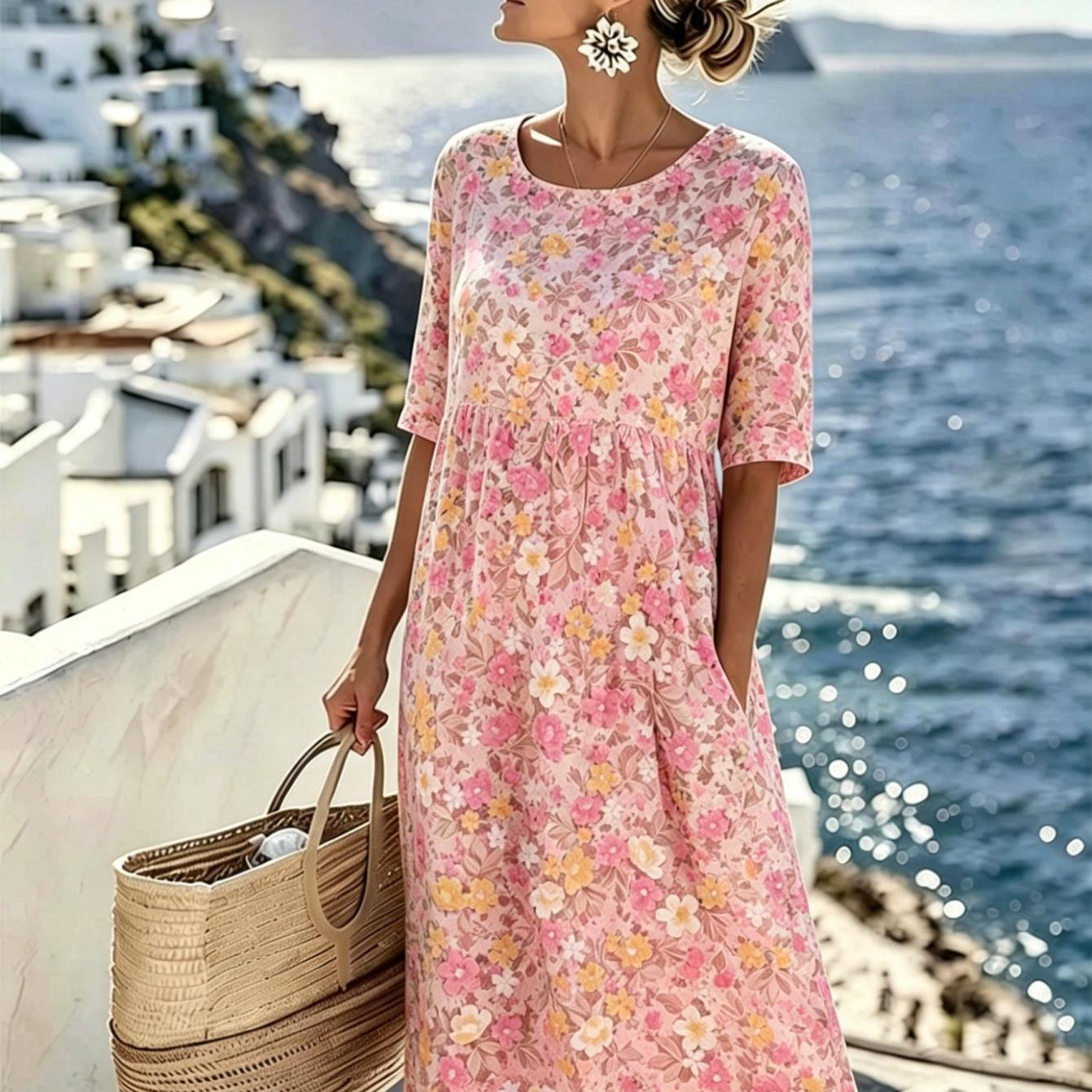 Grace™ - Elegant Floral Summer Midi Dress