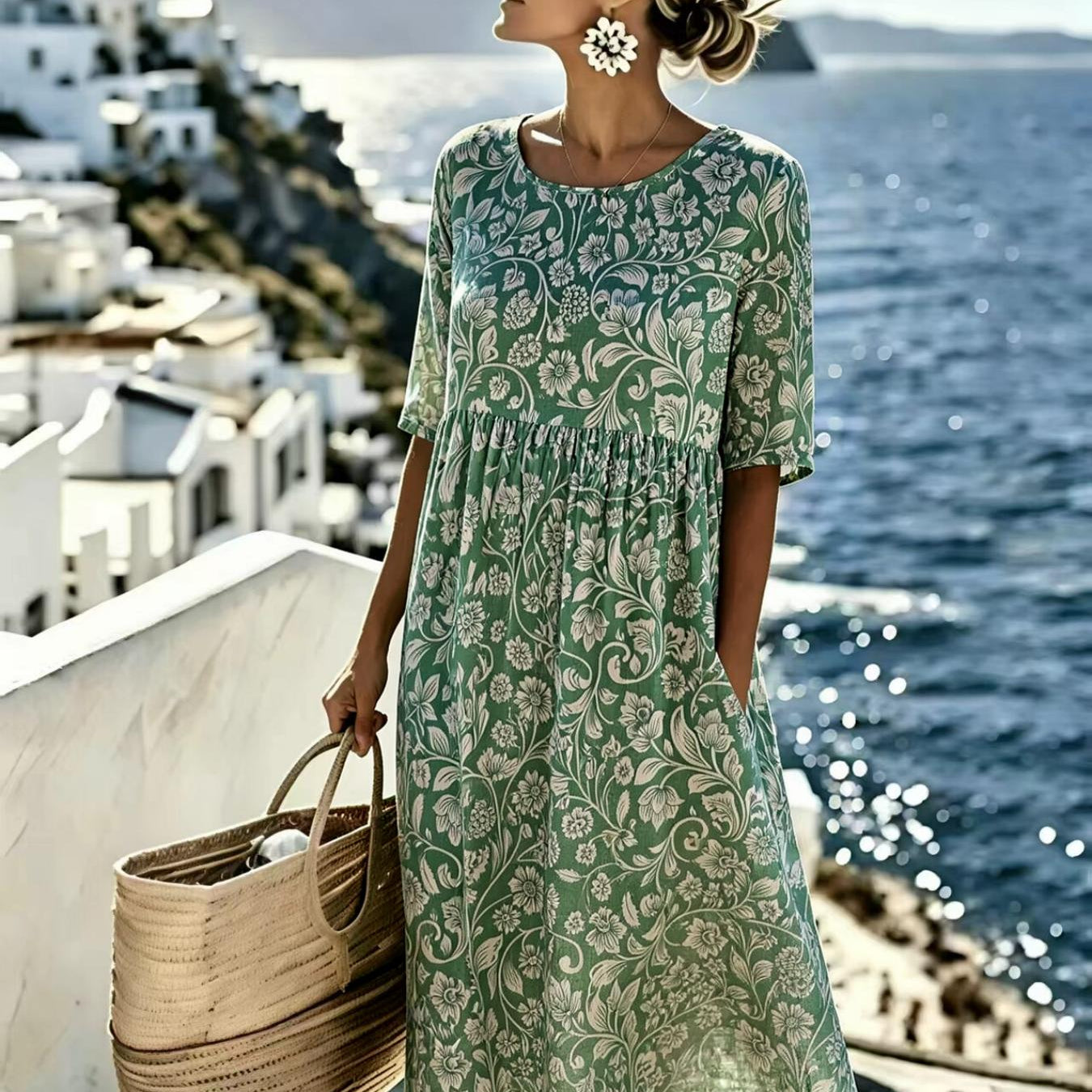 Amelia™ - Elegáns Virágos Nyári Midiruha