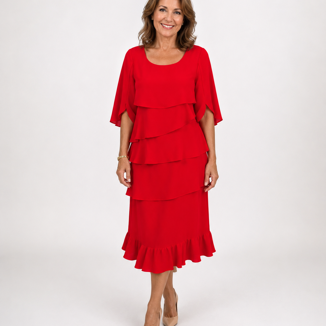 Anna | Elegant Ruffle Midi Dress