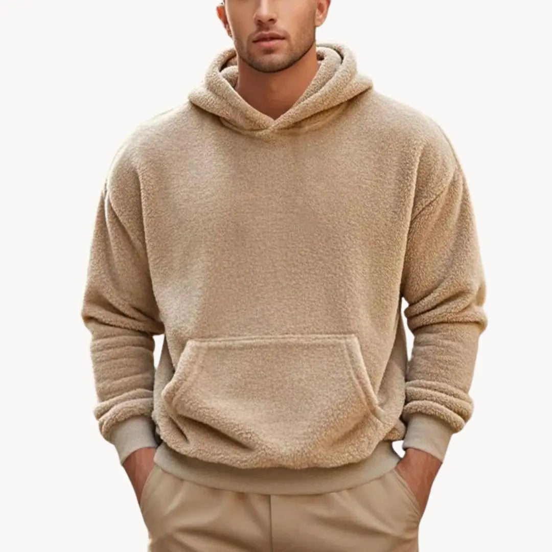 Kapucnis pulóver – bolyhos fleece anyagból