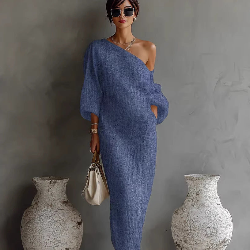 Aurora | Ivory One-Shoulder Flowing Maxi Dress