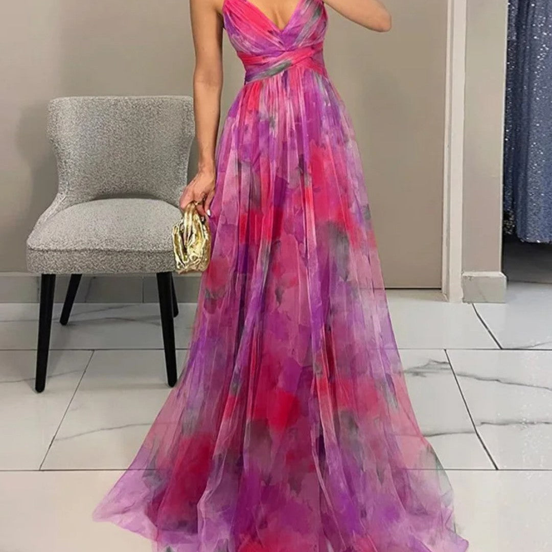 Éléonore | Vestido Longo Fluido Florido