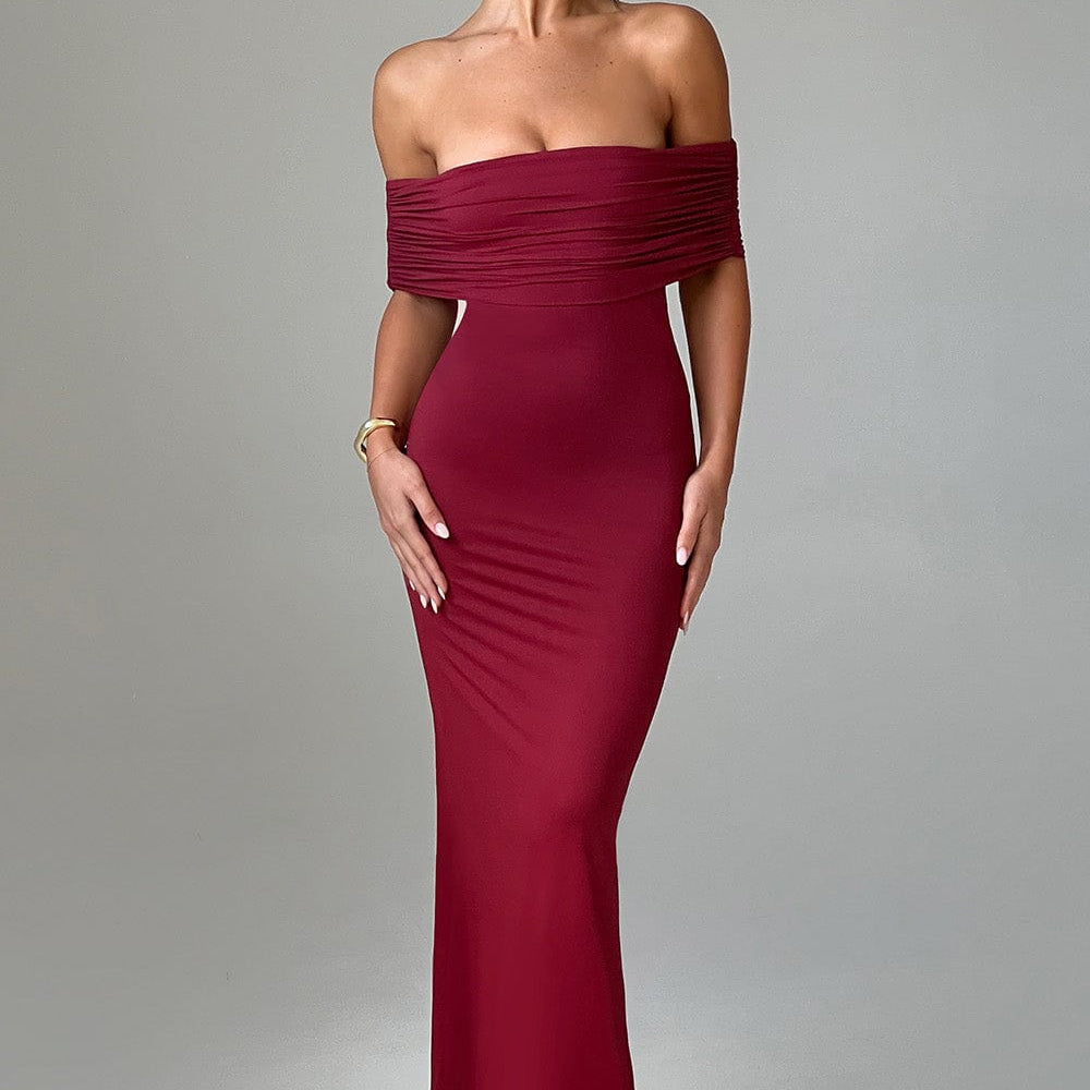 Tindra | Robe longa Bardot refinada