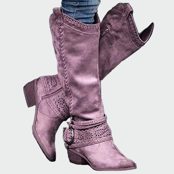 Móna | Bézs magas cowboy cipők női