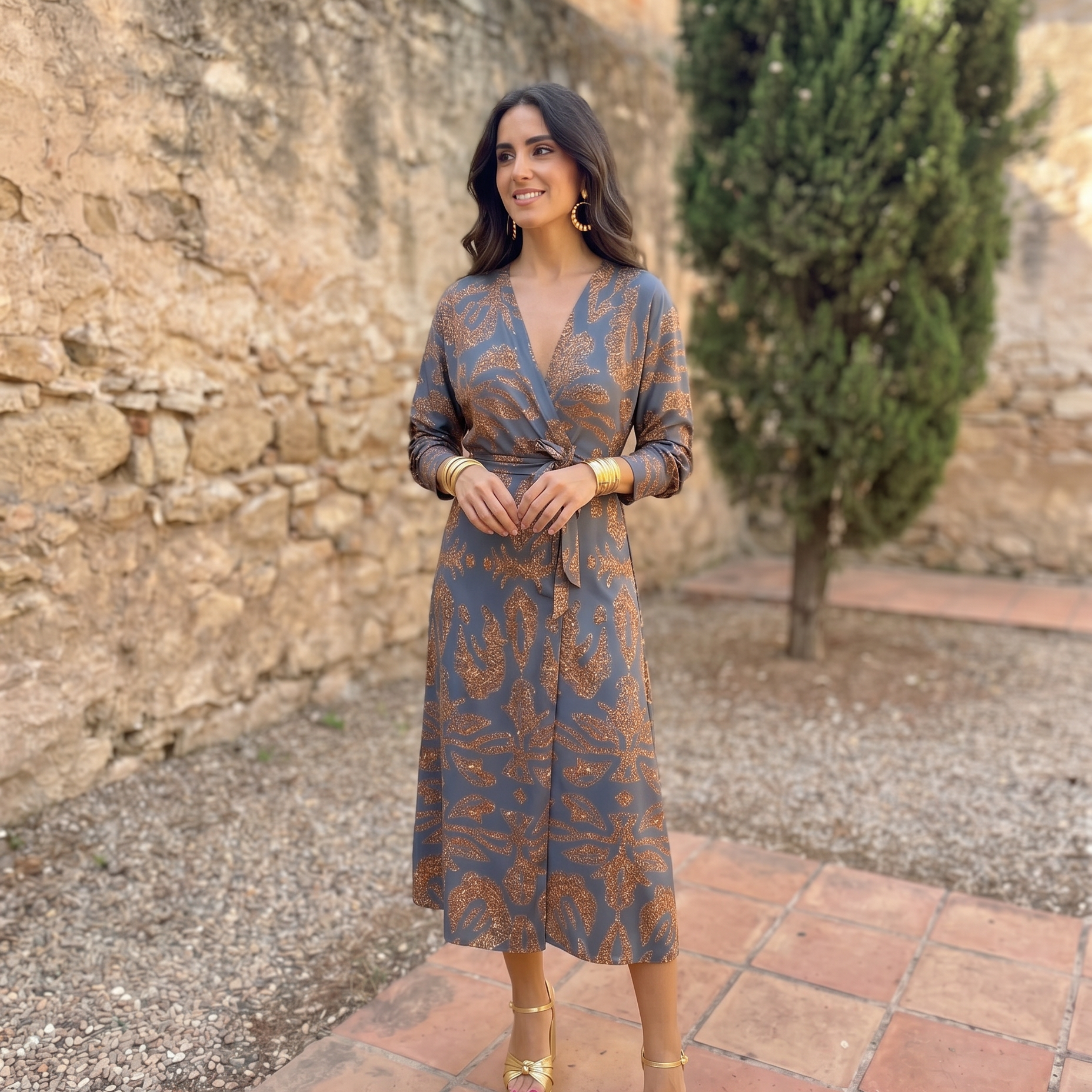 Silvia | Mintás midi ruha